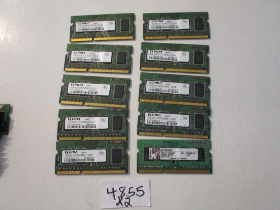 Elpida+Kingston 10x1Gb=10Gb PC3-8500 1066Mhz DDR3 SO-DIMM Laptop Memory RAM 4855 - Image 3 of 4