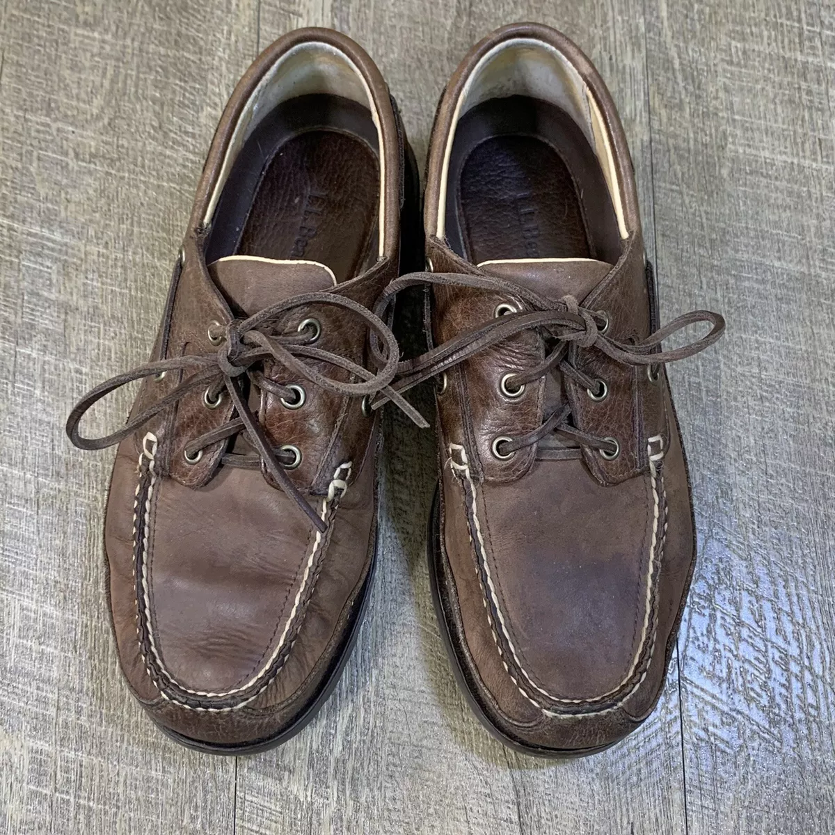 LL Bean Allagash Bison Handsewn Loafers Brown Leather Moccasins