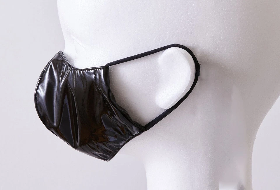 Máscara gruesa de PVC (con forro esmaltado) negra/negra (talla 3L para hombre) charol Foto 3 de 4