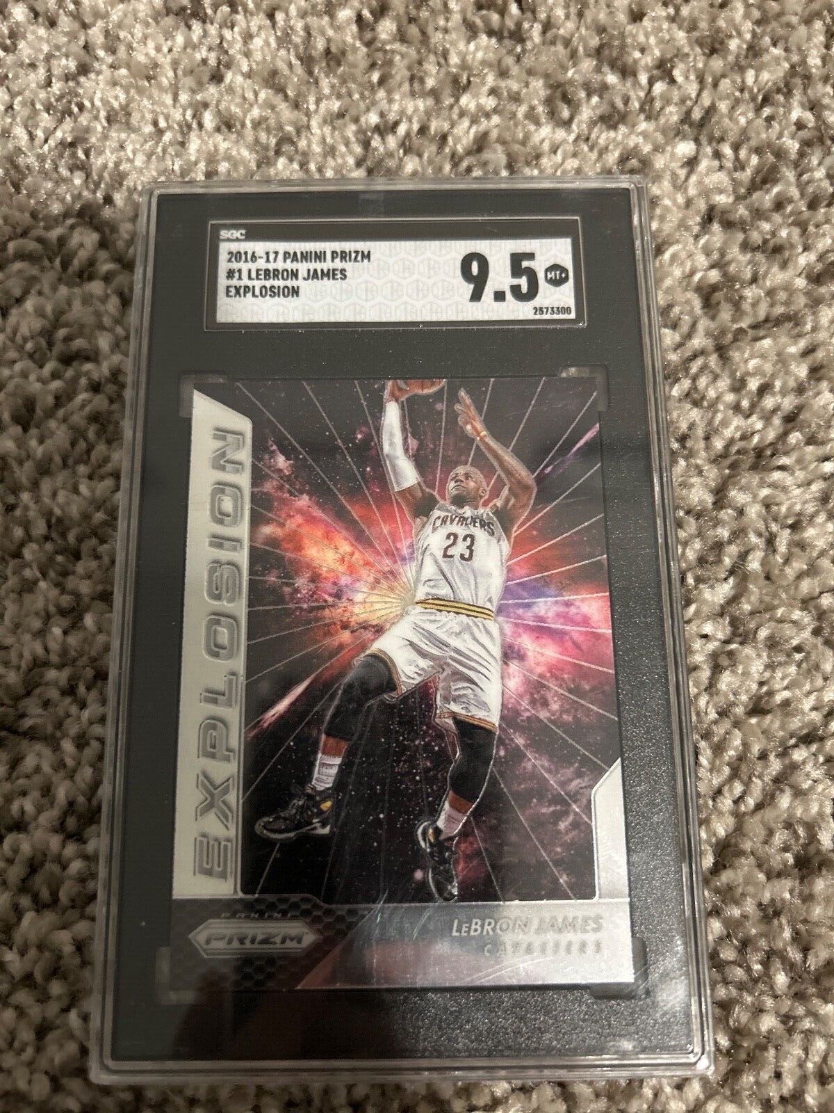 #1 LeBron James Silver Panini Prizm Explosion Graded 9.5