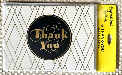 NEW THANK YOU CARDS 6 PACK HALLMARK ART DECO EXPRESSIONS BLANK INSIDE