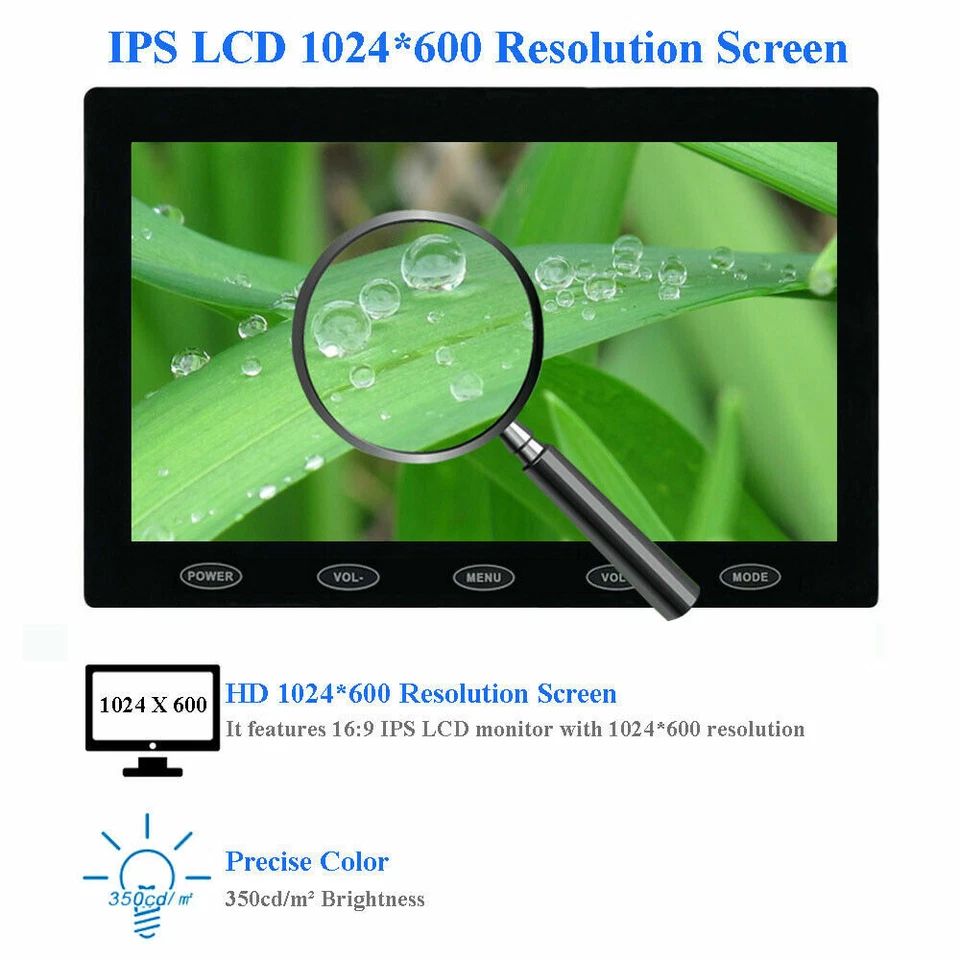 USB Power Monitor 7" CCTV Screen HDMI1 HDMI2 VGA USB SD AV for DSLR Raspberry - Image 4 of 4