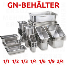 GN Behälter Gastronomiebehälter  GastroNorm Edelstahl 1/1 1/2 1/3 1/4 1/6 2/4 1/