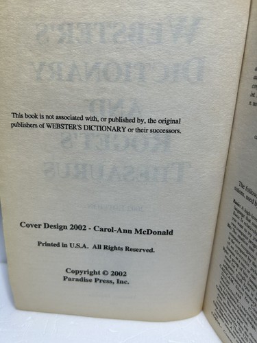 Webster's Dictionary and Roget's Thesaurus Abridged Edition - Picture 7 of 7