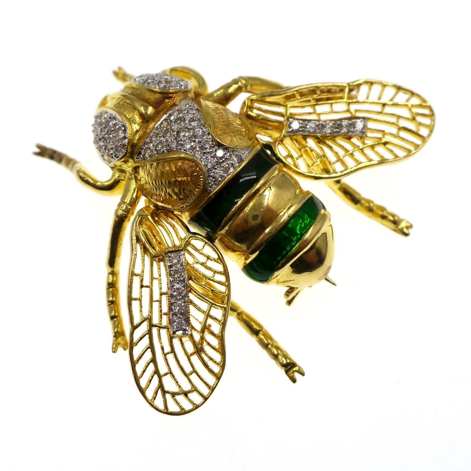 Large 18k Solid Yellow Gold Bumblebee / Fly Diamo… - image 4