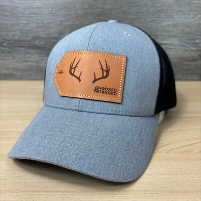 Hooked & Tagged Hat Cap Snapback Gray Hunting Fishing One Size Adjustable