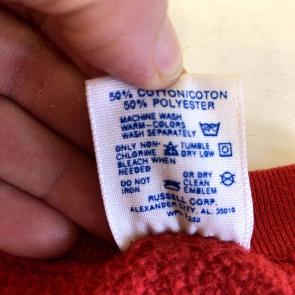 Sudadera De Colección Años 70 Russell Jerzees Rojo Pullover Atlético 50/50 RAGLAN EE. UU. M Foto 4 de 4