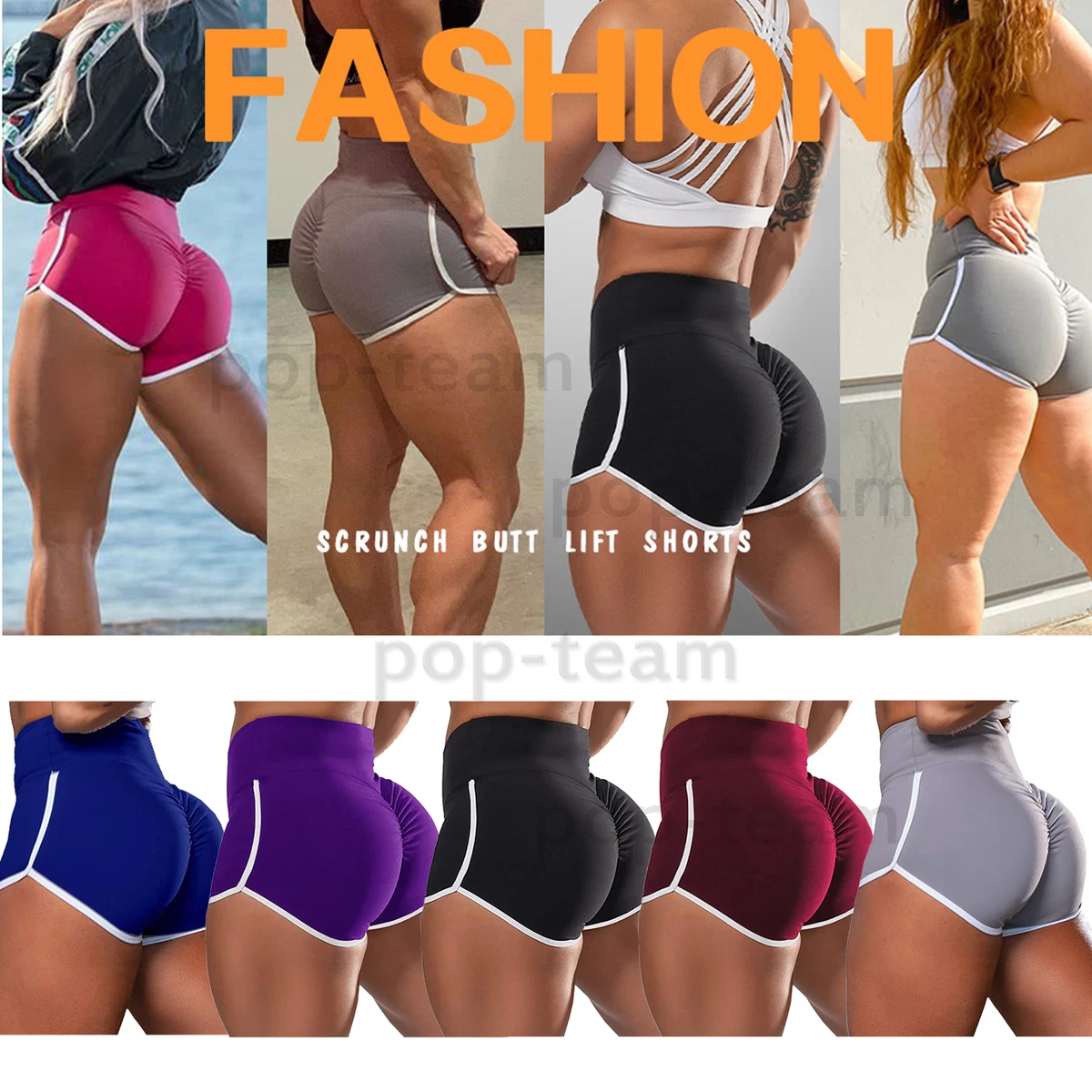 Women's High Waist Scrunch Booty Gym Workout Yoga Shorts Butt