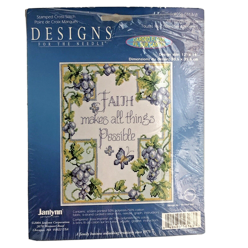 Janlynn Stamped Cross Stitch Kit All Things Possible 2004 Designs For
