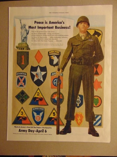 1949 U.S. ARMY DAY Military Unit Patches vintage print ad