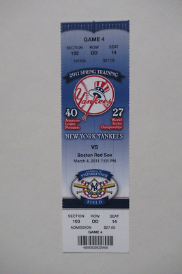 NEW YORK YANKEES VS BOSTON RED SOX 3/4/2011 FULL TICKET ~ SPRING TRAINING