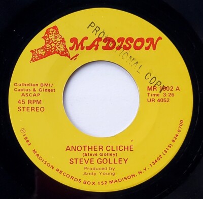 Steve Golley 45 Another Cliche - Private AOR Folk Rock - Central New York - HEAR