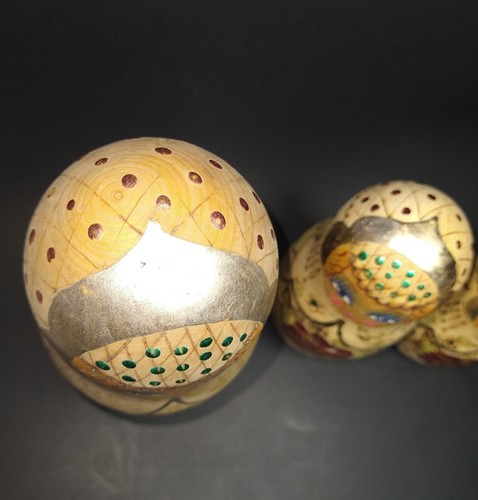 Vintage Matryoshka RUSSIAN Nesting Dolls set of 5 Hand Crafted Wooden Rare Paint - Picture 6 of 23