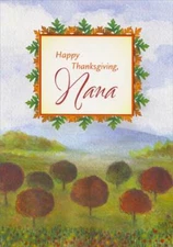 Designer Greetings Watercolor Trees and Hillside Thanksgiving Card for Nana