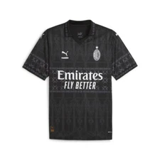 PUMA Ac Milan Pleasures Collared Short Sleeve Soccer Jersey Mens Black, Grey  77