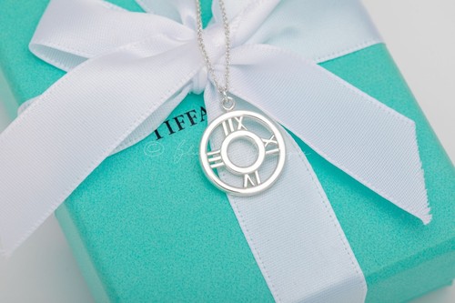 Tiffany & Co. Vintage Atlas Circle Roman Numerals Necklace Sterling Silver 16"