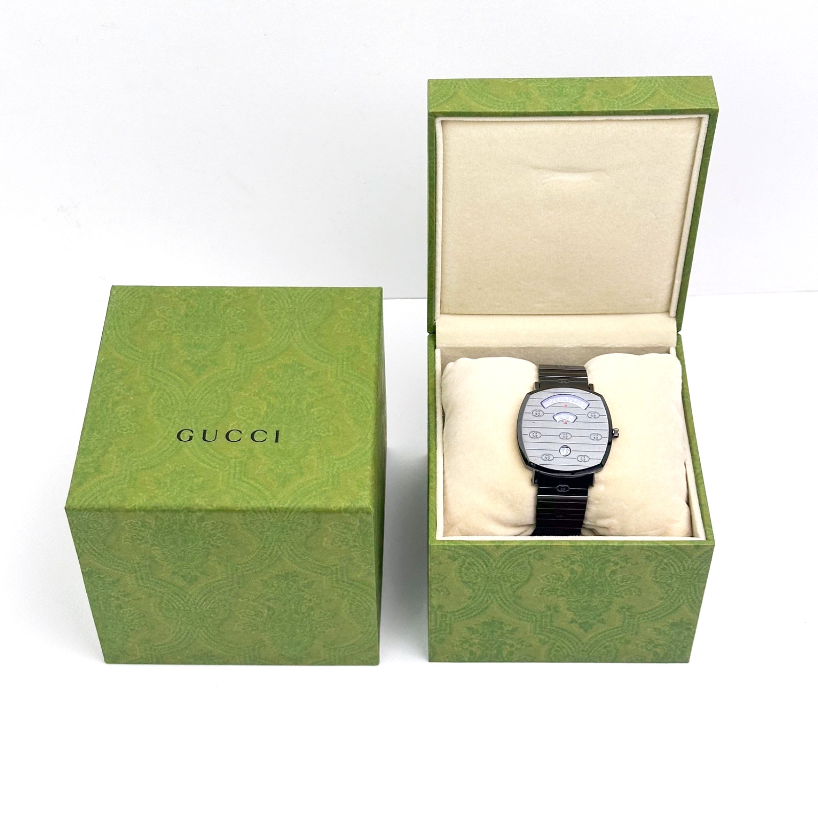 Gucci Grip Watch Edelstahl schiefergrau 38mm NEU UNGETRAGEN NEW