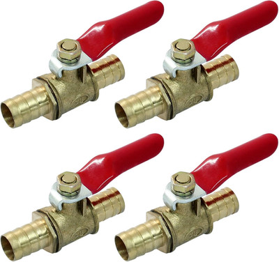 4 Pcs 3/8 Inch Hose Barb Ball Valve, Mini Brass Shut Off, Pipe Tubing Fitting wi