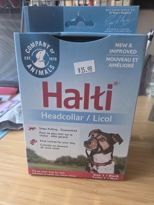 New & Improved Halti Headcollar For Dogs Size 1 Black No Pulling Padded, Adjusts