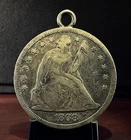 1868 Seated Liberty Silver One Dollar Vintage Pendant Tiny Mintage 162k Scarce!!