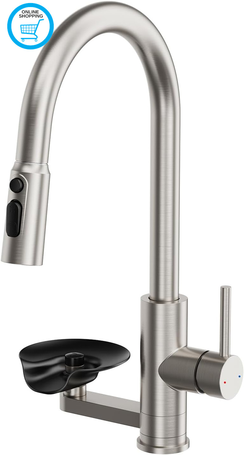 Kitchen Tap with Pull Out Sprayer & Cup Washer, Glass Rinser Kitchen Sink Mixer