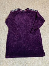 Tommy Hilfiger Women Velour Long Sleeve Dress w/Logo - Color Plum Size Large