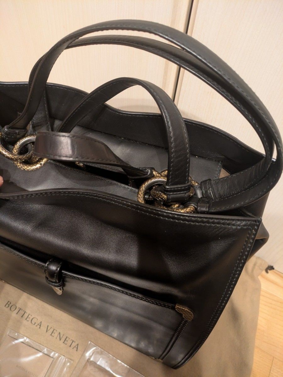 Bottega Veneta Black Leather Tote Bag 50th Anniversary Excellent Condition thumbnail 9
