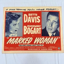 1947 Marked Woman Original Rolled 22x28 Movie Poster Humphrey Bogart Bette Davis