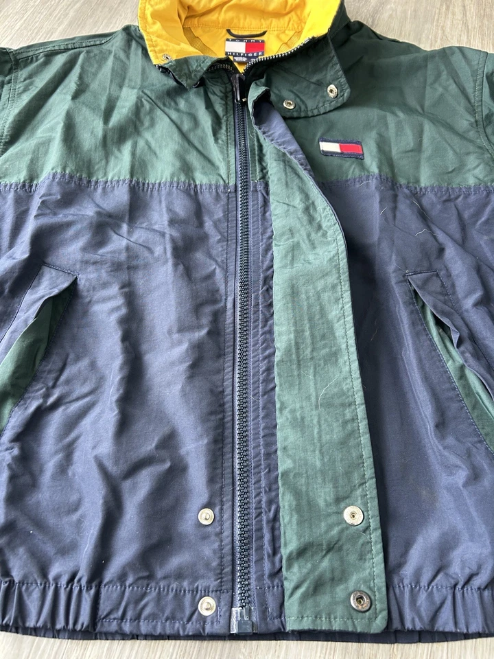 De Colección Tommy Hilfiger Chaqueta Colorblock Años 90 Con Capucha Vela Rompevientos Abrigo Hombres XL Foto 4 de 4