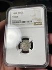 1858 H10C NGC VF30 Seated Liberty Half Dime Nice Coin!