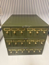 Vintage Paragon Green Metal 18-Drawer Tray-Drawer Cabinet