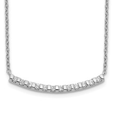 14k White Gold 1/4 carat Lab Grown Diamond Curved Bar Pendant Necklace 18"
