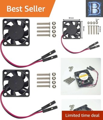 Dual-Speed 2-Pack Raspberry Pi Fan 30mm - Quiet, Brushless Cooling for Pi 4 & 3