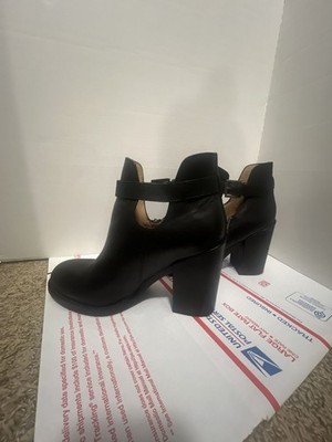 Ash Black Leather Cutout Buckle Ankle Boots