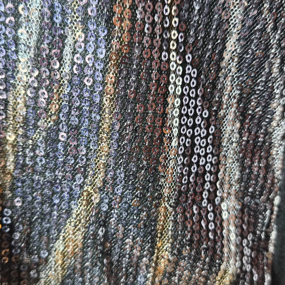 Camiseta sin mangas festiva estampado cebra lentejuelas festivas animalcore casi famosa para mujer L Foto 4 de 4