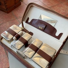 VINTAGE 1960s LEATHER CASED GENTS TRAVEL GROOM SET GILLETTE SAFETY RAZOR UNUSED