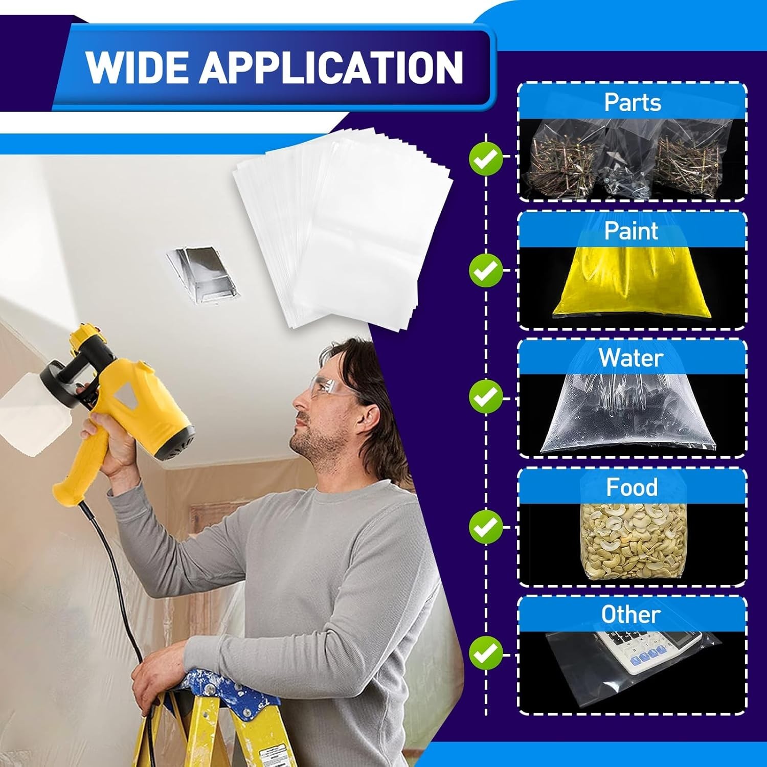 30 Pcs Paint Sprayer Bags, 7.8'' X 11.8'' Sprayer Cup Liners, Transparent Spr...