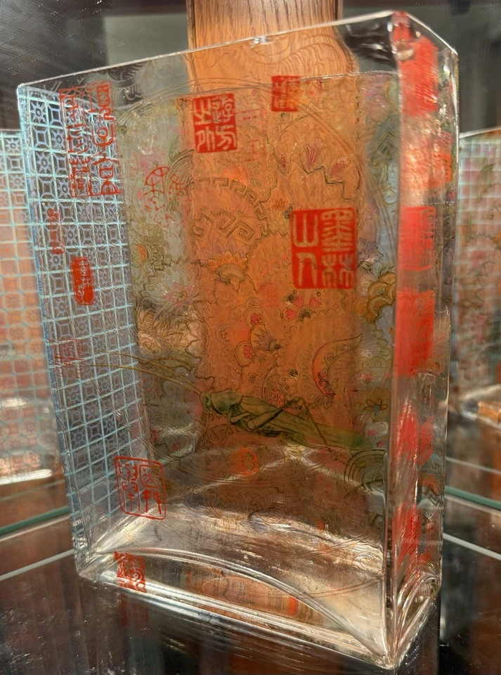 Jarrón de vidrio rectangular floral transparente estudio con flecos cricket asiático ~ regalo de vacaciones Foto 4 de 4