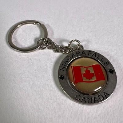 Niagara Falls Canada Maple Leaf Flag Metal Spinner Keychain Key Ring