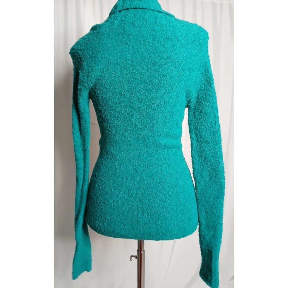 Moda International Y2K 90s Cowl Neck Long Sleeves Wool Blend Sweater Blue XS - Image 2 of 4
