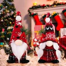 2 Pcs Small Christmas Gnomes Plush Elf Decorations,Handmade Scandinavian Tomte,