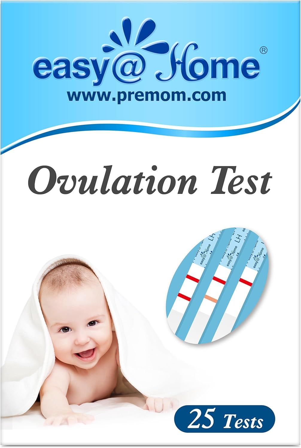 Easy@Home 25 Ovulation Test Strips, Ovulation Predictor Kit, Powered by Premom O