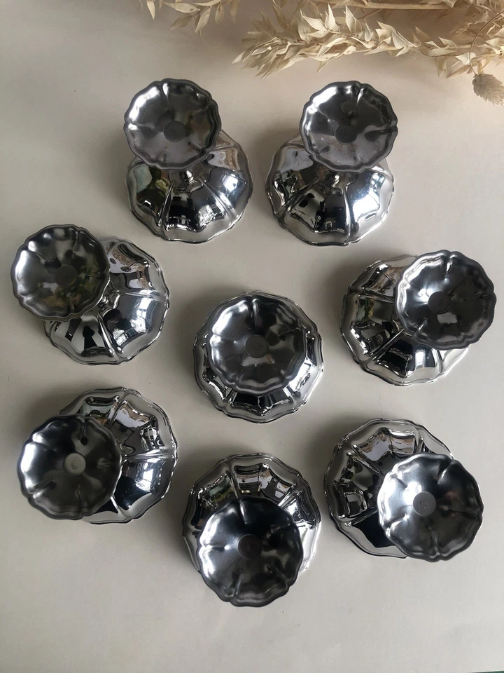 Vintage lot de 8 coupes/coupelles à glace en inox Jean Couzon - Photo 4/4