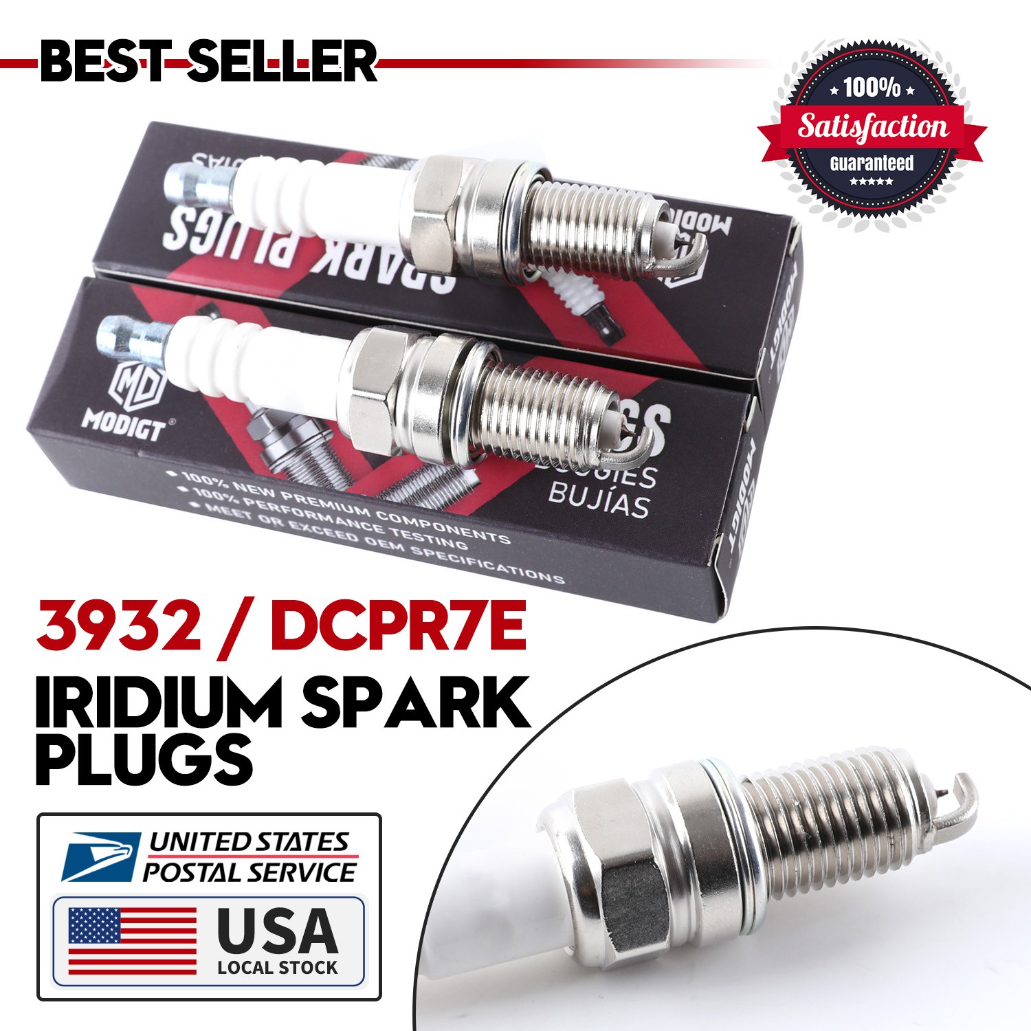 Pack of 2 Fit NGK Standard Series Spark Plugs 3932 DCPR7E Thread Size Modigt