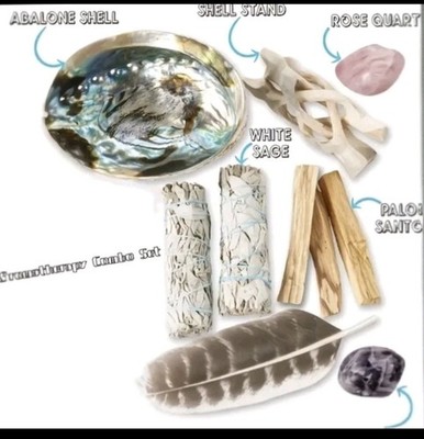 White Sage, Palo Santo, Abalone & Stand, Home  Kit NIB