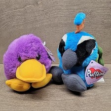 Lot of 2 Puffkins Plushes Plush Petey Peacock Puddles Platypus Stuffed Animals