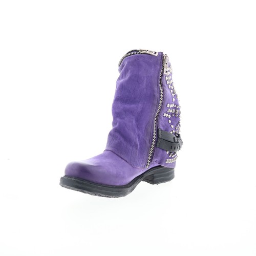 A.S. 98 Sid Womens Purple Leather Zipper Casual Dress Boots 3 - Picture 4 of 8