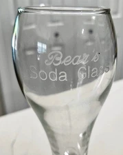 VINTAGE CLEAR GLASS 13 OZ BEAR'S ETCHED ICE CREAM SODA FOUNTAIN DRINK GLASS
