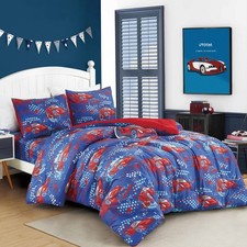 Red Race Cars print Comforter Set for Boys Girls teen, Twin size bedding for ...