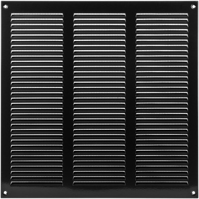 Vent Systems 12'' x 12'' Inch Black Metal Vent Cover - Louvered Duct Grille wit...